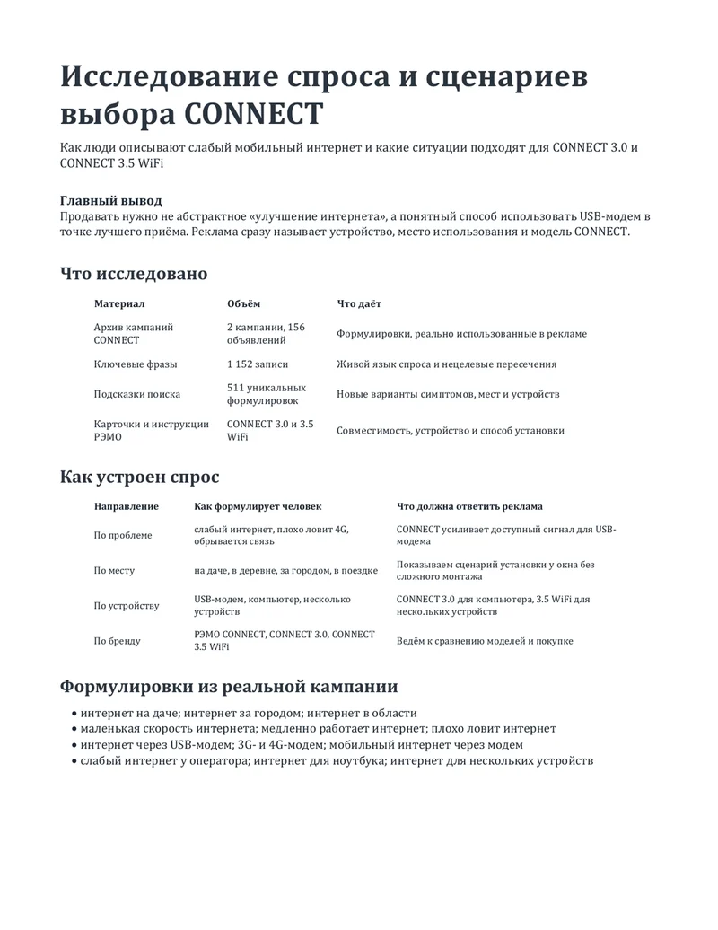 Первая страница исследования спроса и сценариев выбора
