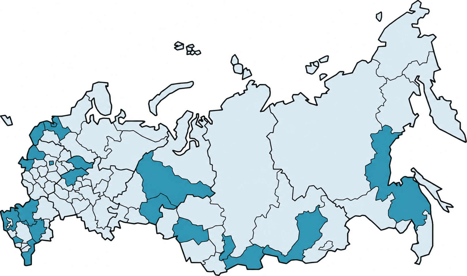 Карта запуска DVB-T2 в регионах России